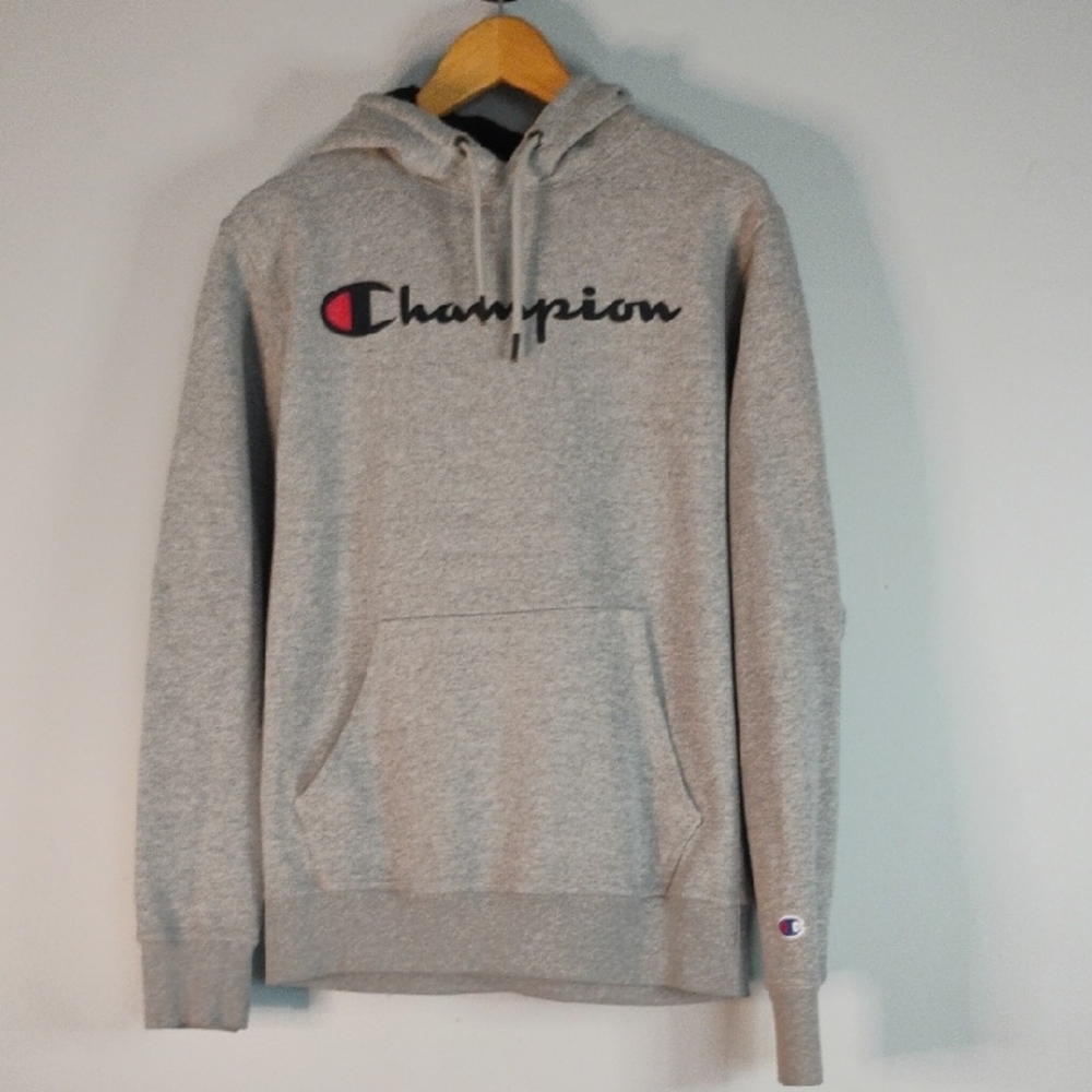 CHAMPION Light Gray Men's Hoodie Size S - Sporty Athletic Wear Athleisure Casual